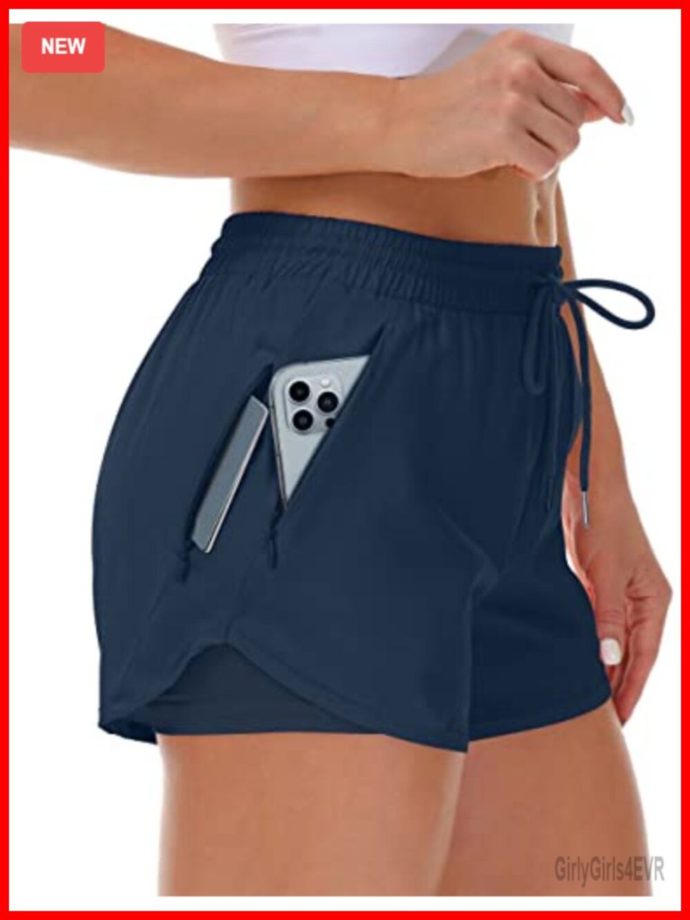 Women's Running Shorts with Liner & 3 Zipper Pockets Workout Gym